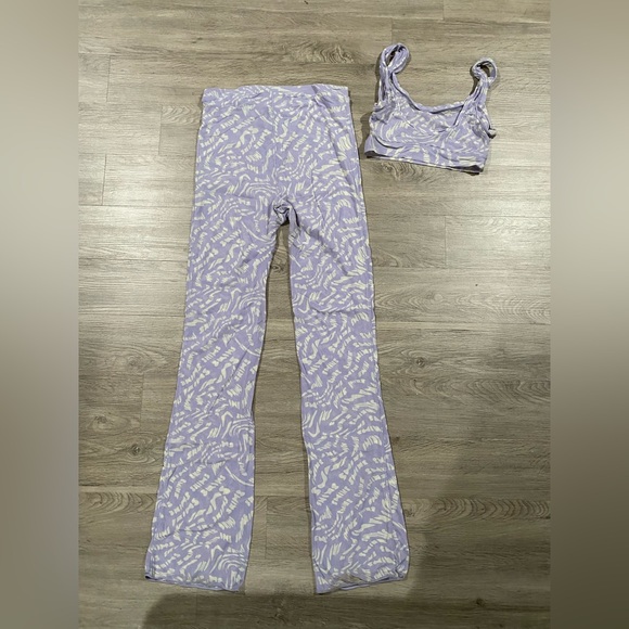 SKIMS Summer Mesh Set 2PC Lilac Swirl Semi-Sheer Brand Printed Pant Set L/XL - Picture 7 of 7